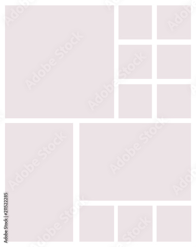 Templates collage frames for photo or illustration. Montage photo frame template. Vector Mood Board Branding Presentation. MoodBoard, Logo Template, Collage Frames with Universal Colour Palette.