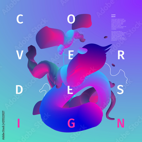 Retro 80s background. Fashion poster. Memphis style retro background with multicolored simple geometric shapes. Fluid shape illustration. Eps10 vector.