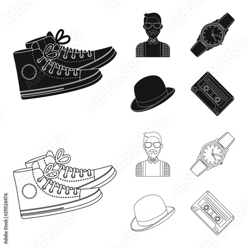 Hipster, fashion, style, subculture .Hipster style set collection icons in black,outline style vector symbol stock illustration web.