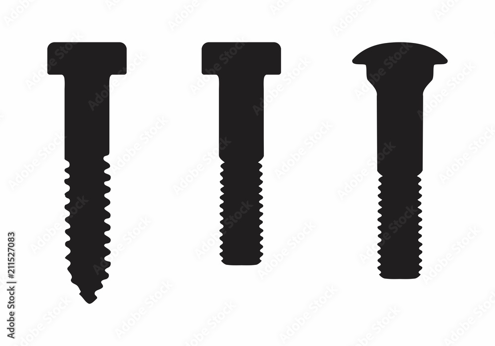 Screws silhouettes illustration Screws silhouettes illustration