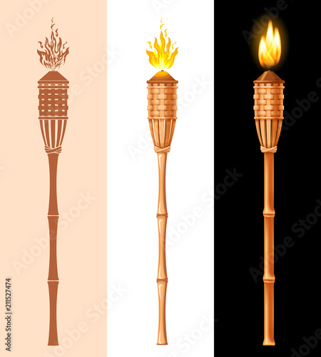 Bamboo Tiki Torch Set