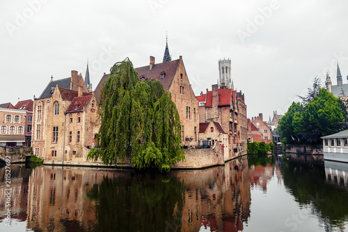 Brugge streets with canals in the early morning