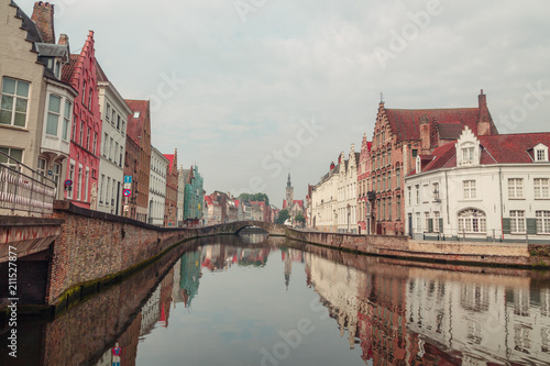 Brugge streets with canals in the early morning © MKavalenkau