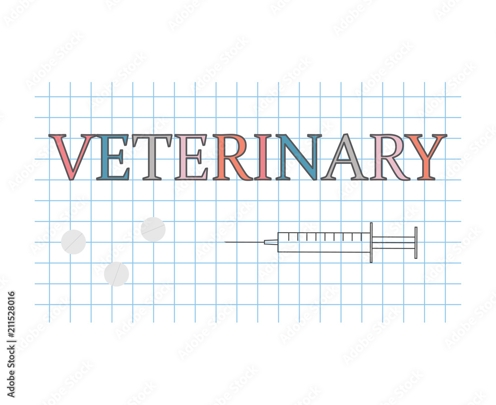 veterinary word on checkered paper sheet- vector illustration veterinary word on checkered paper sheet- vector illustration