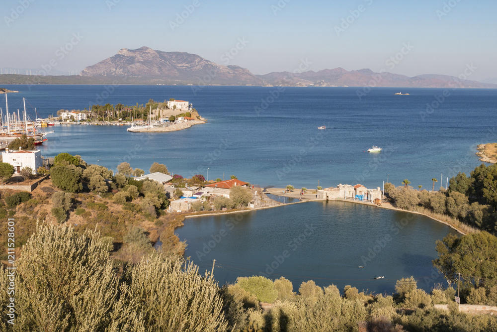 Datca Ilica curative lake nereby sea, Mugla, Turkey