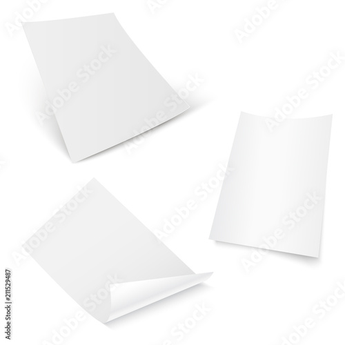 3d Flyer Curved Corner Paper Sheet. Mock up. Vector illustration