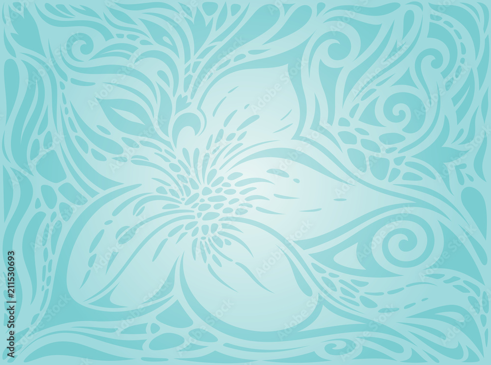 Fototapeta premium Flowers in Turquoise, green blue floral vintage holiday invitation background trendy fashion design