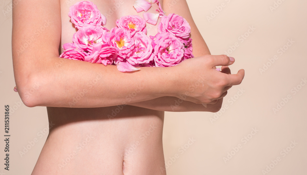 Woman's body chest breast Stock Photo