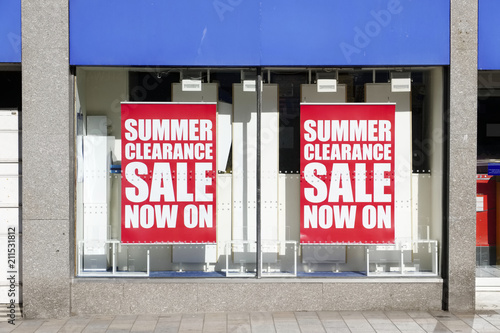 Summer sale clearance shop window sign banner high street shopping mall