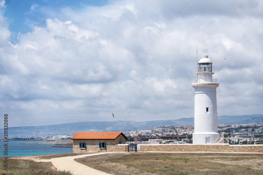 Lighthouse on the island Cyprus, near Old Paphos