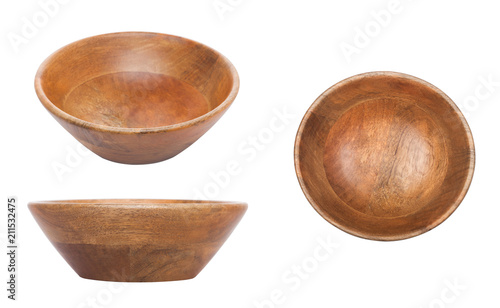 Round wooden bamboo bowl for kitchen