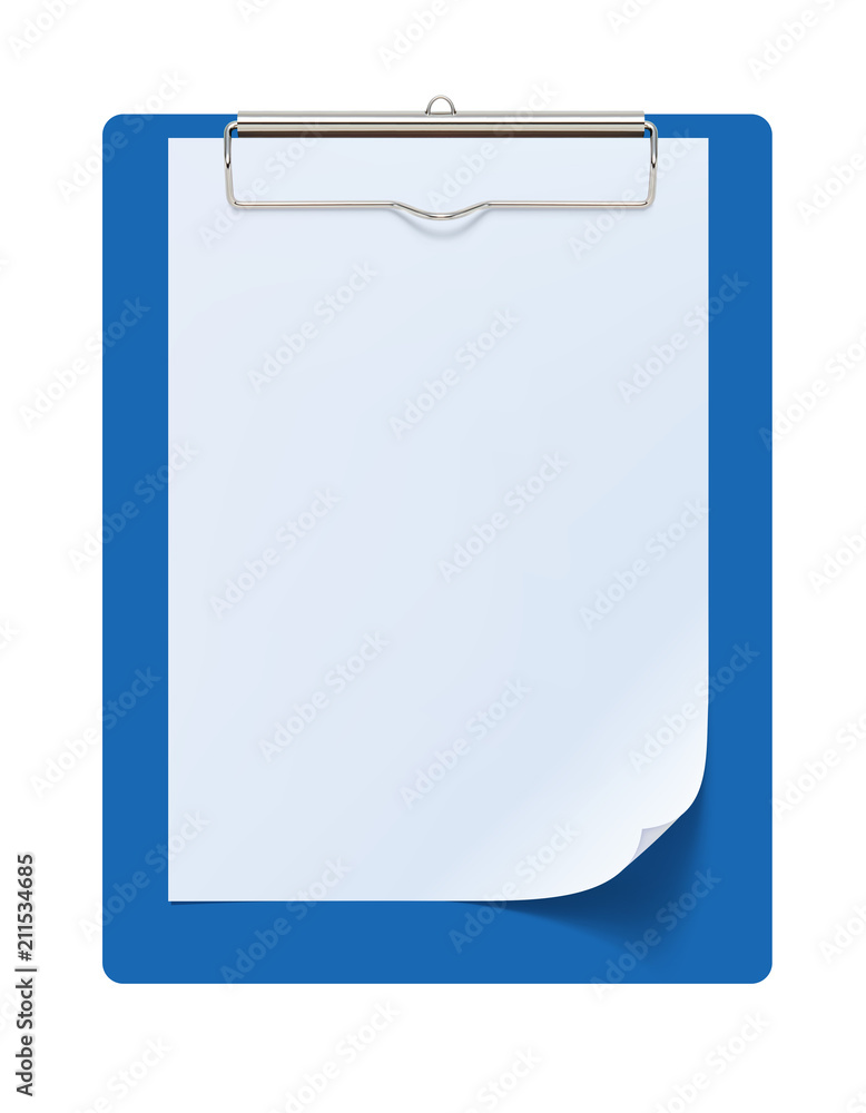 Clipboard with white sheet. Vector 3d illustration Clipboard with white sheet. Vector 3d illustration