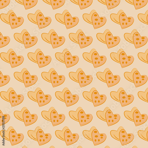 heart background/The picture is a background of two very small cakes, cookies in the form of hearts, a seamless pattern of diagonal stars for the bakery, a bakery package.
