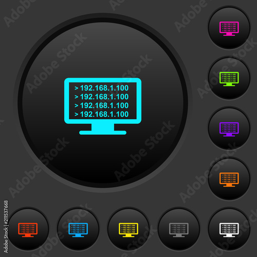 Ping remote computer dark push buttons with color icons
