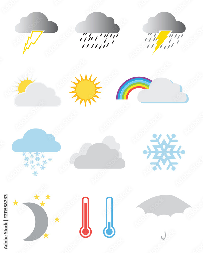 Set of weather icons on a white background Set of weather icons on a white background