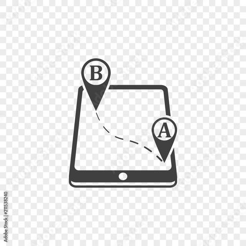 Icon of the mobile application for navigational services. Vector illustration on a transparent background