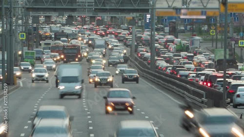 Huge Car Traffic on a City Highway Timelapse Motion photo