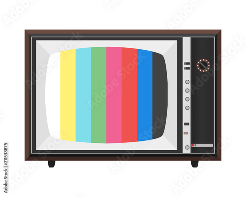 Soviet TV set. Vector multi colored illustration on light background. Original vintage object. ESP10.