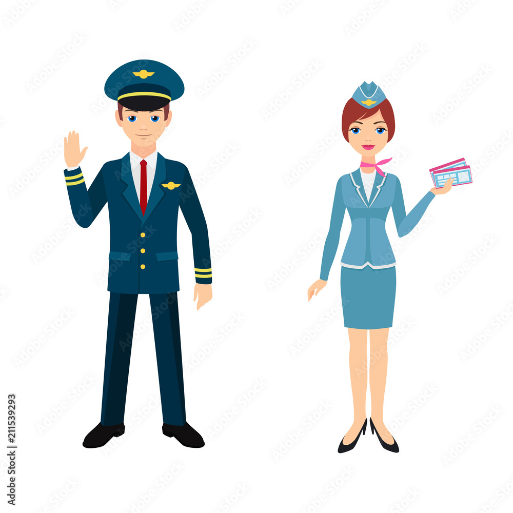 Pilot and stewardess 