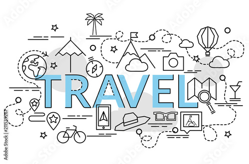 Flat colorful design concept for Travel. Infographic idea of making creative products..Template for website banner, flyer and poster.