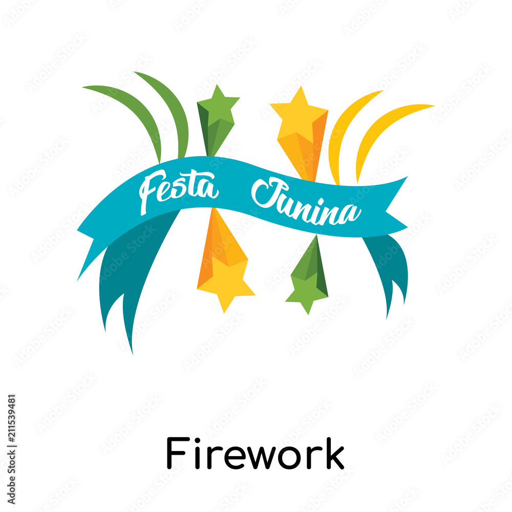 Fototapeta premium Firework icon vector sign and symbol isolated on white background, Firework logo concept