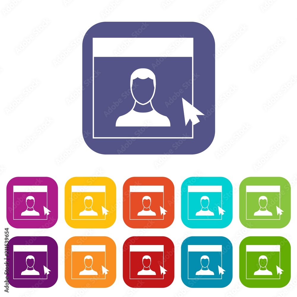 Cursor point to person on monitor in simple style isolated on white background vector illustration Cursor point to person on monitor in simple style isolated on white background vector illustration