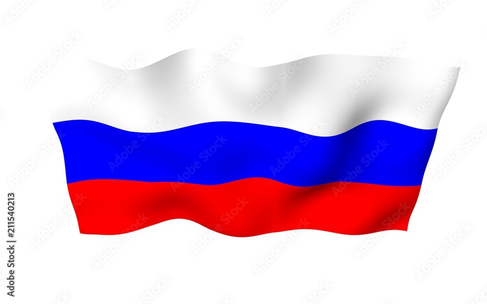Waving flag of the Russian Federation. The National. State symbol of the Russia. 3D illustration Waving flag of the Russian Federation. The National. State symbol of the Russia. 3D illustration