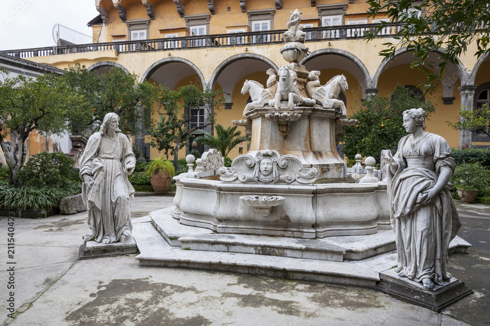 NAPLES , ITALY ON 10/16/2016 The cloister of San Gregorio Armeno, Naples