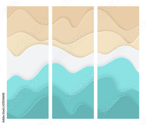 Paper abstract art sea and seacoast background