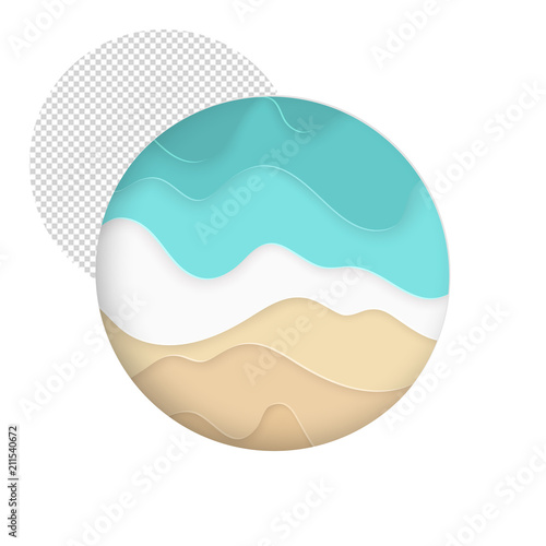 Paper abstract art sea and seacoast round background