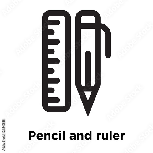 Pencil and ruler icon vector sign and symbol isolated on white background, Pencil and ruler logo concept