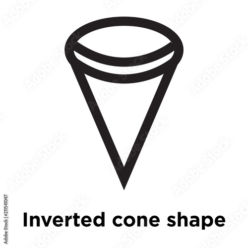 Inverted cone shape icon vector sign and symbol isolated on white background, Inverted cone shape logo concept