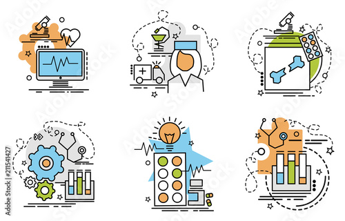 Set of outline icons of Diagnostic..Colorful icons for website, mobile, app design and print.