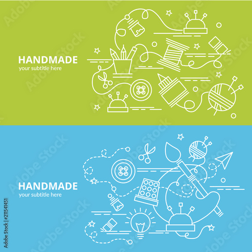 Flat colorful design concept for Handmade. Infographic idea of making creative products..Template for website banner, flyer and poster.