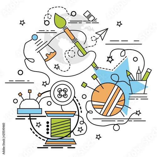 Flat colorful design concept for Handmade. Infographic idea of making creative products..Template for website banner, flyer and poster.