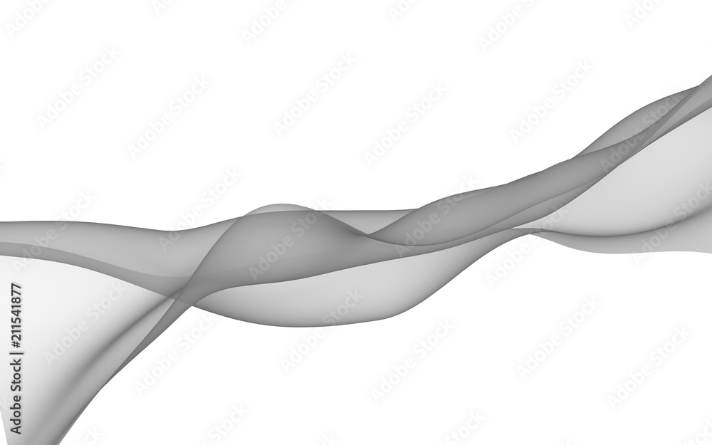 Abstract gray wave. Raster air background. Bright gray ribbon on white background. Gray scarf. Abstract gray smoke. 3D illustration Abstract gray wave. Raster air background. Bright gray ribbon on white background. Gray scarf. Abstract gray smoke. 3D illustration