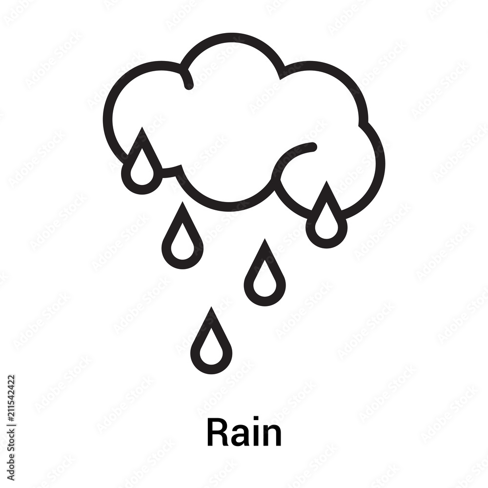 Rain icon vector sign and symbol isolated on white background, Rain logo concept Rain icon vector sign and symbol isolated on white background, Rain logo concept