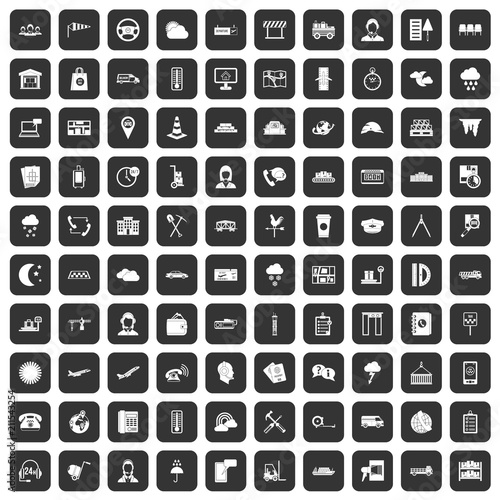 100 dispatcher icons set in black color isolated vector illustration