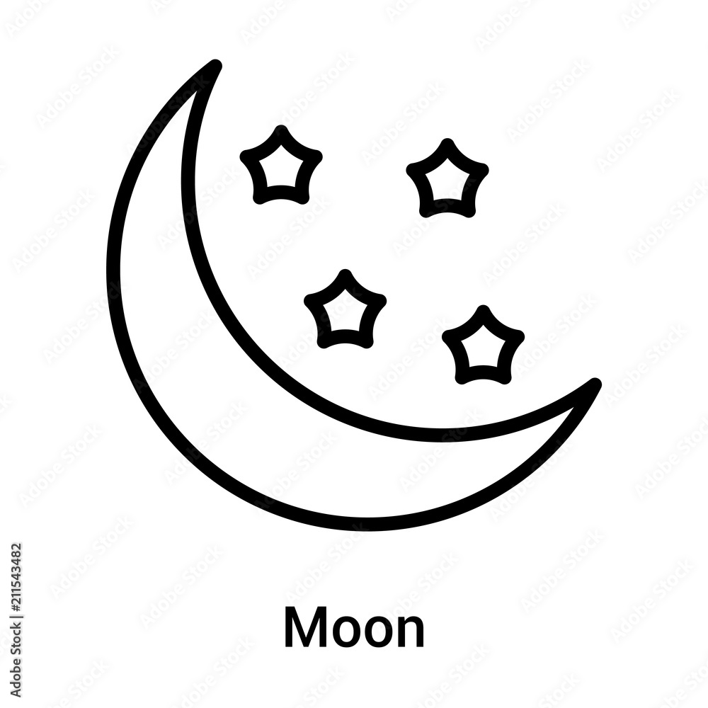 Moon icon vector sign and symbol isolated on white background, Moon logo concept Moon icon vector sign and symbol isolated on white background, Moon logo concept