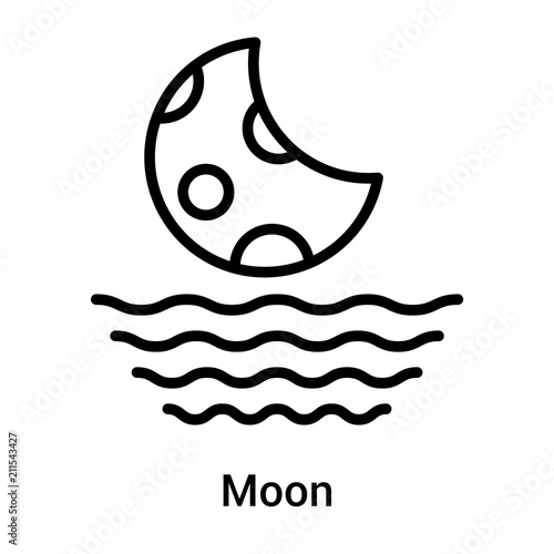 Moon icon vector sign and symbol isolated on white background, Moon logo concept