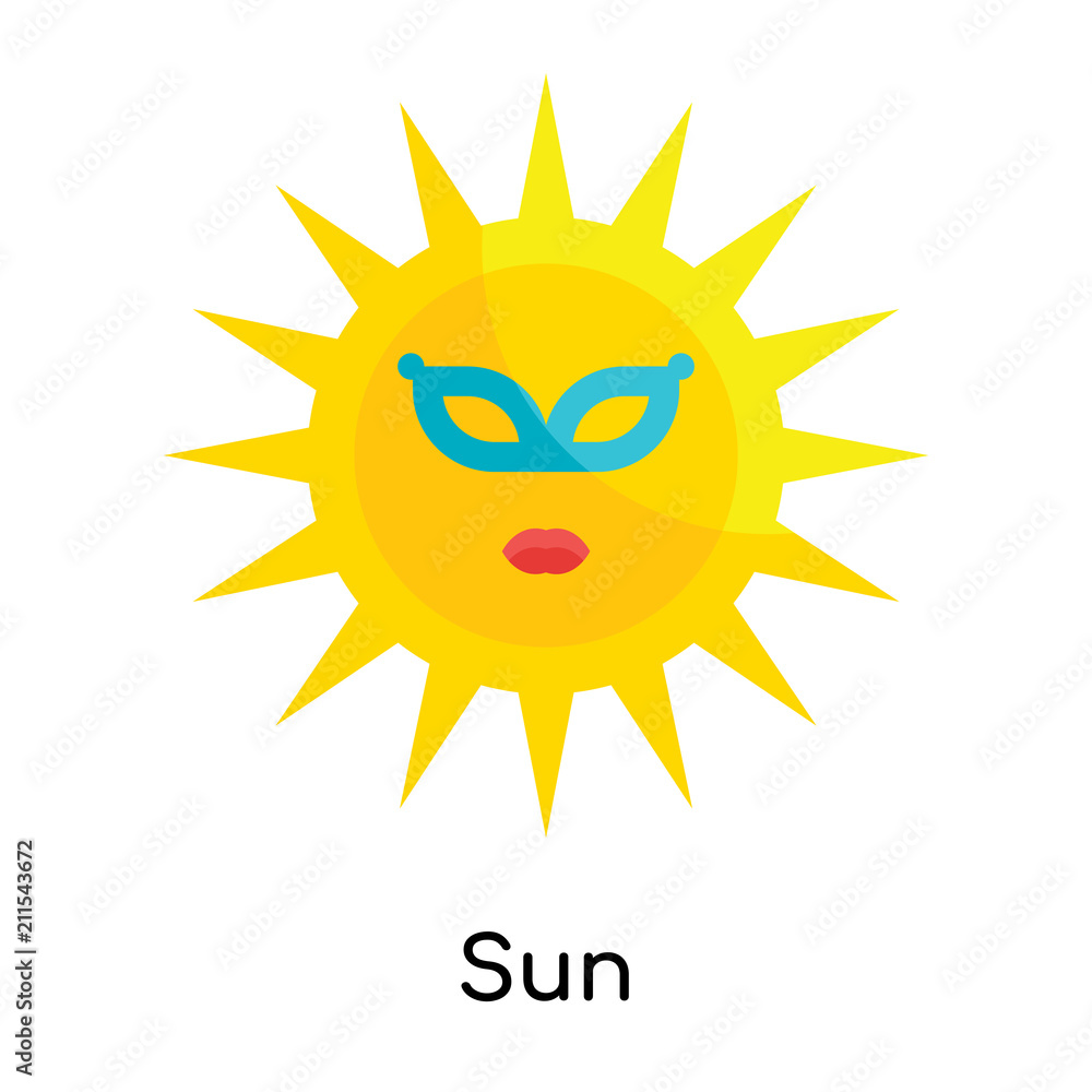 Sun icon vector sign and symbol isolated on white background, Sun logo concept