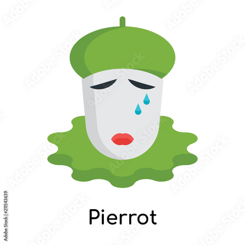 Pierrot icon vector sign and symbol isolated on white background, Pierrot logo concept