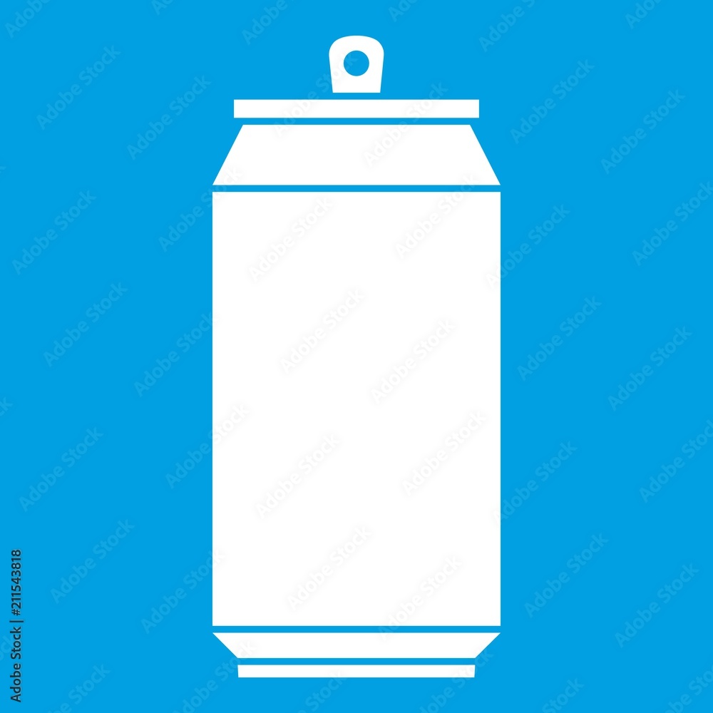 Can icon white isolated on blue background vector illustration Can icon white isolated on blue background vector illustration