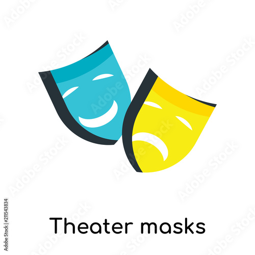 Theater masks icon vector sign and symbol isolated on white background, Theater masks logo concept