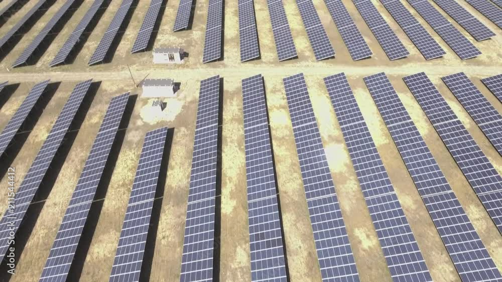 Aerial view of large solar panel farm Aerial view of large solar panel farm