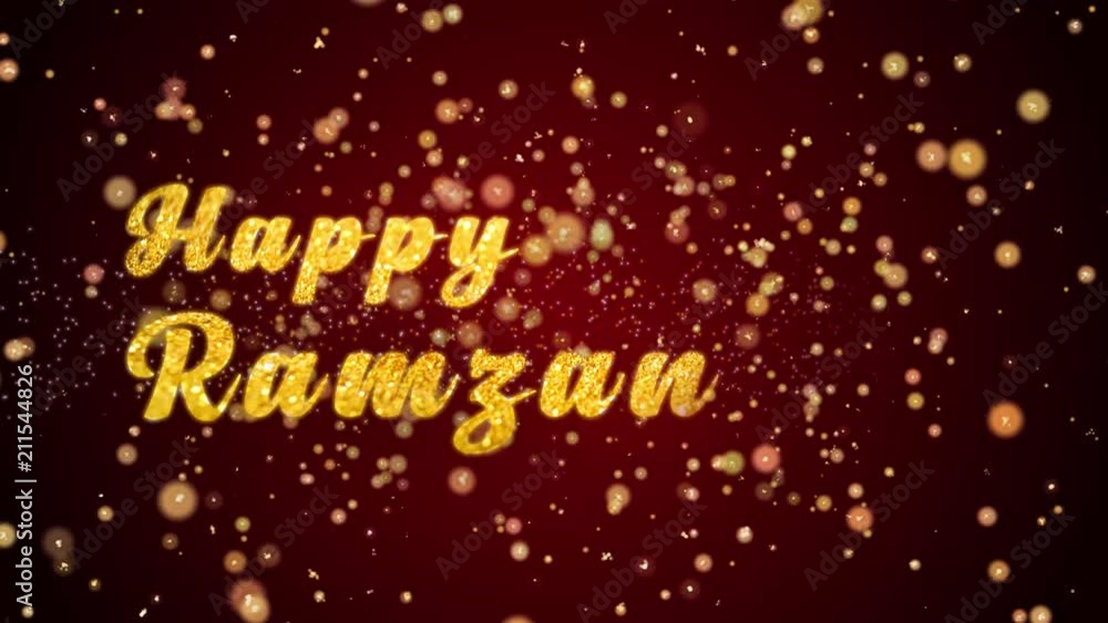 Happy Ramzan Eid Greeting Card text with sparkling particles shiny background for Celebration,wishes,Events,Message,Holidays,Festival. Happy Ramzan Eid Greeting Card text with sparkling particles shiny background for Celebration,wishes,Events,Message,Holidays,Festival.