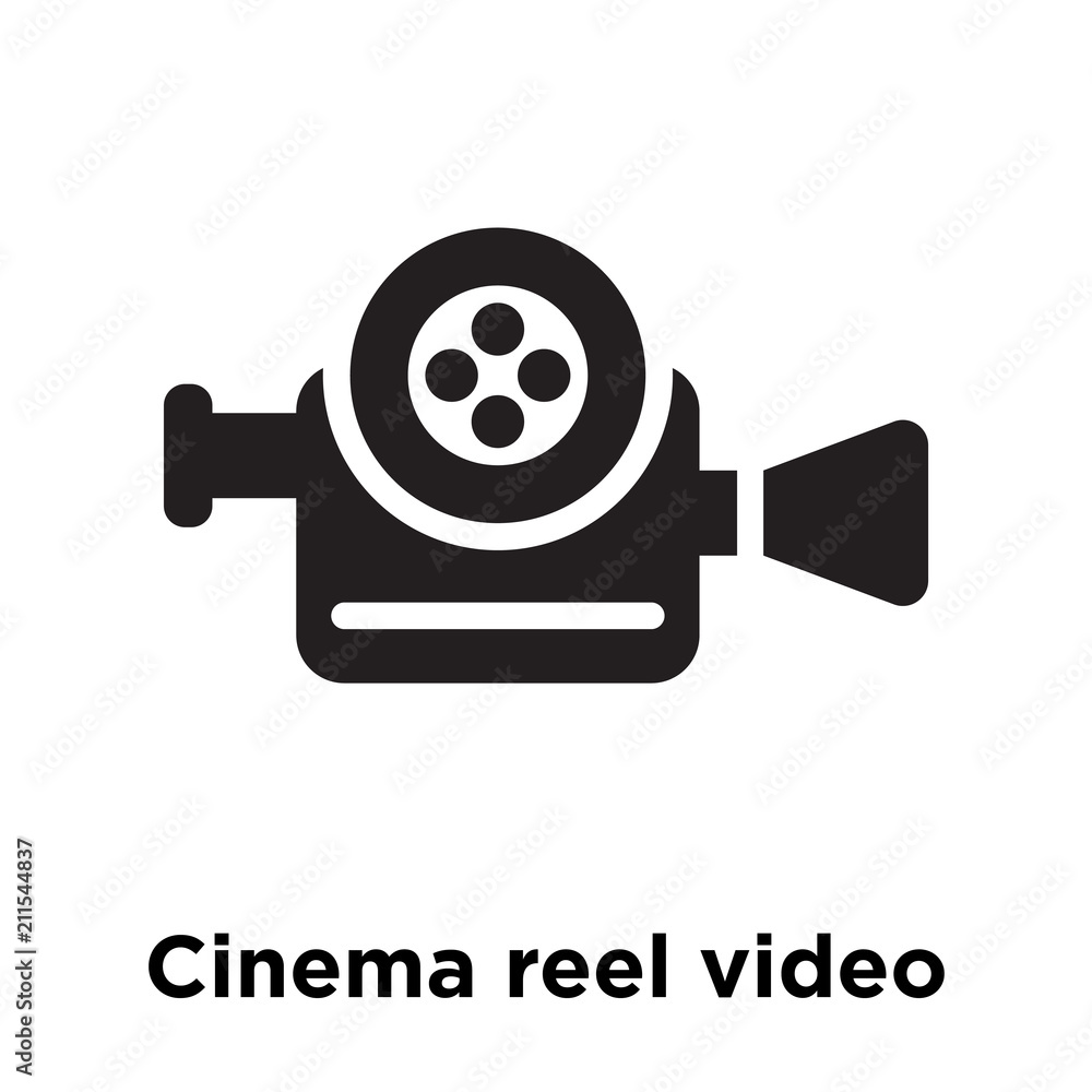 Cinema reel video camera icon vector sign and symbol isolated on white background, Cinema reel video camera logo concept