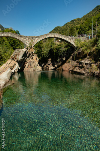 Walking Bridge at Verzasca Valley