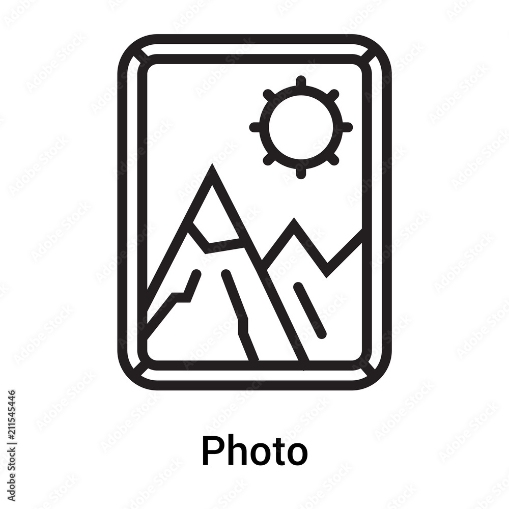 Photo icon vector sign and symbol isolated on white background, Photo logo concept Photo icon vector sign and symbol isolated on white background, Photo logo concept