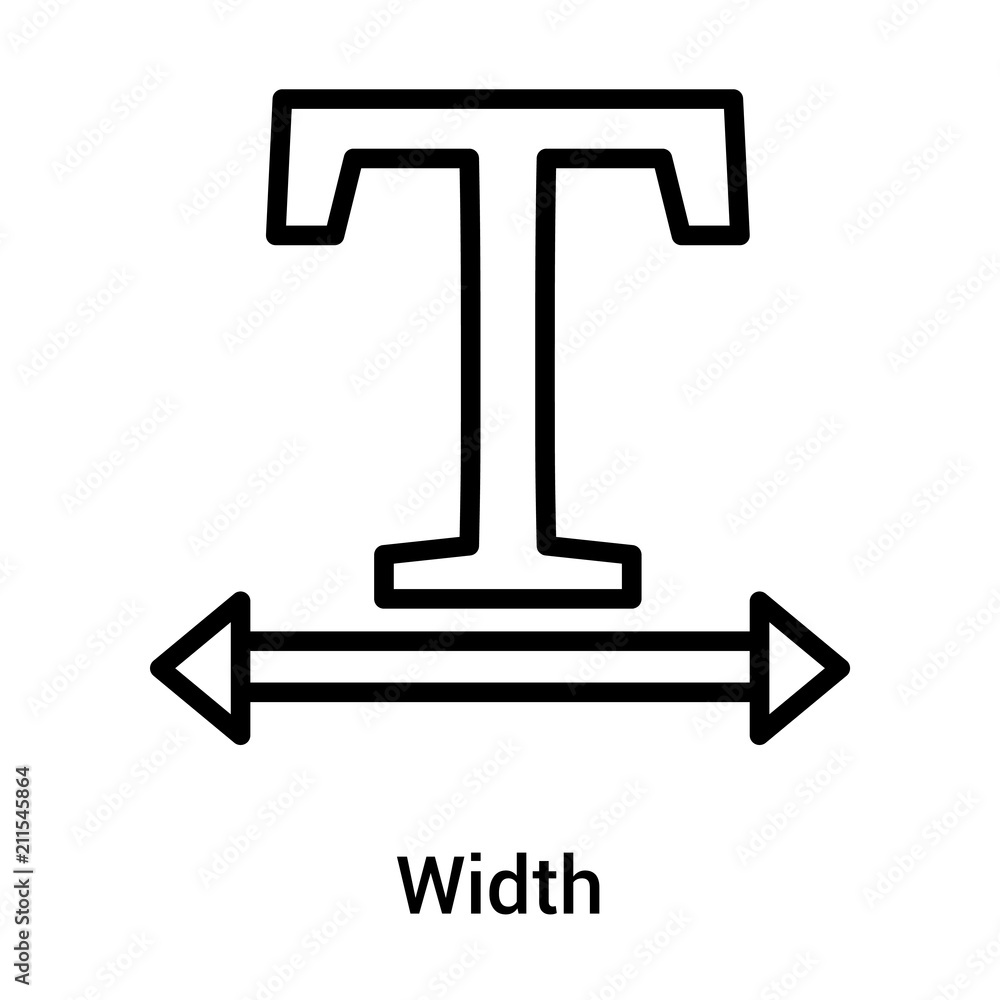 Width icon vector sign and symbol isolated on white background, Width logo concept Width icon vector sign and symbol isolated on white background, Width logo concept